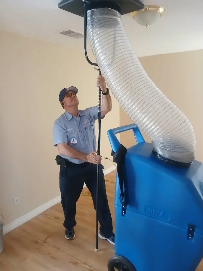 Mini Split Installation technician using HEPA equipment in Suwanee
